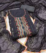 Women's black embroidered dress material