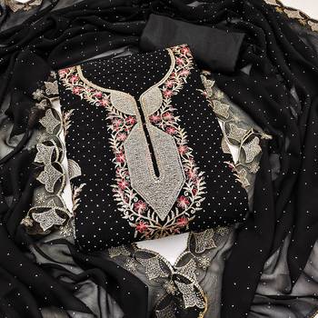 Women's black embroidered dress material 1