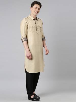 Sepia tone printed jacket with pathani set 4