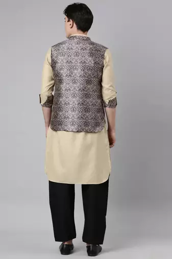 Sepia tone printed jacket with pathani set