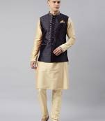 Navy banarasi bundi with gold kurta set