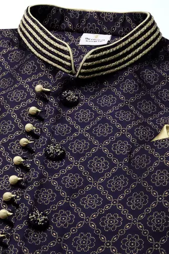 Navy banarasi bundi with gold kurta set