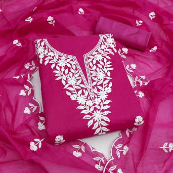 Women's magenta embroidered dress material 1