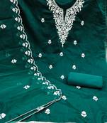 Women's dark green embroidered dress material