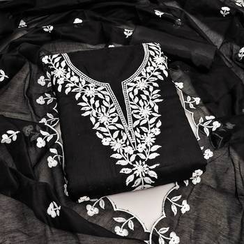 Women's black embroidered dress material 1