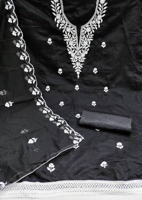 Women's black embroidered dress material 3