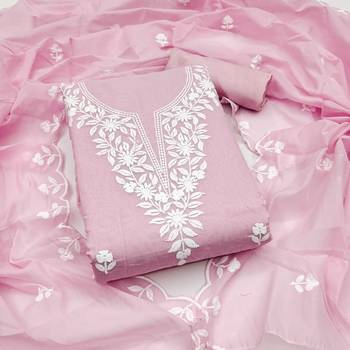 Women's pink embroidered dress material 1