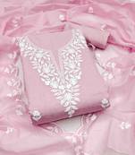 Women's pink embroidered dress material