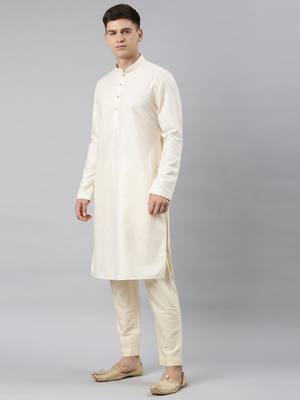 Yellow linen printed jacket with kurta set 3