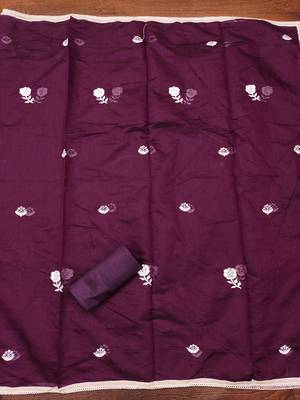 Women's wine embroidered dress material 3