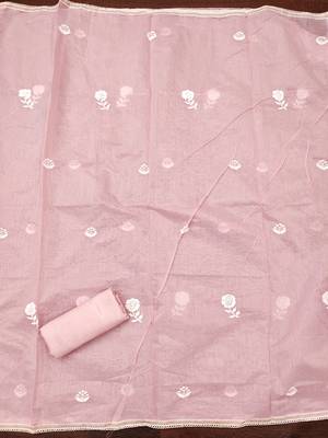 Women's pink embroidered dress material 3