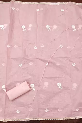 Women's pink embroidered dress material