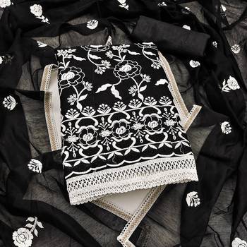 Women's black embroidered dress material 2