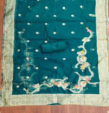 Women's teal handwork dress material 1