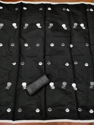 Women's black embroidered dress material 3