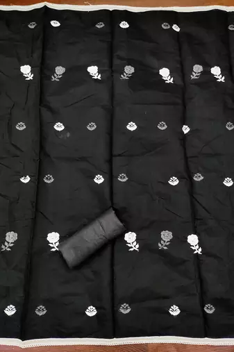 Women's black embroidered dress material