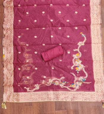 Women's pink handwork dress material 1