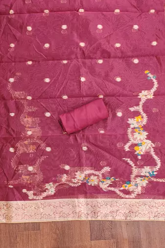 Women's pink handwork dress material