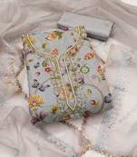 Women's grey handwork dress material