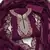 Women's wine embroidered dress material