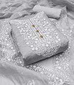 Women's grey embroidered dress material