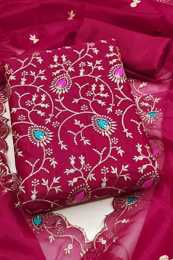 Women's rani embroidered dress material