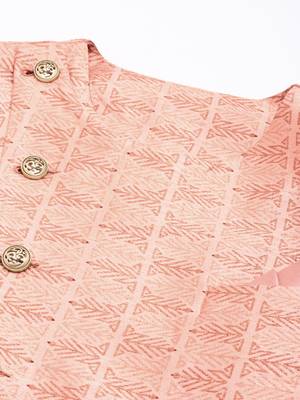 Pink printed  overlap jacket kurta set 2