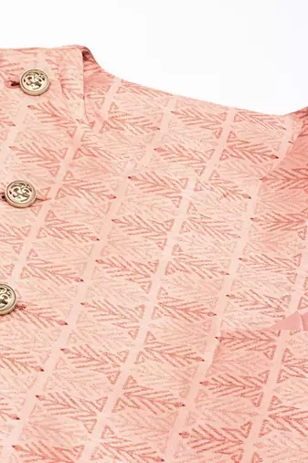Pink printed  overlap jacket kurta set