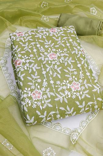Women's pista embroidered dress material