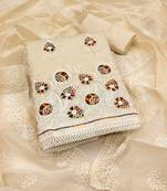 Women's beige embroidered dress material