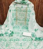 Women's sky blue embroidered dress material