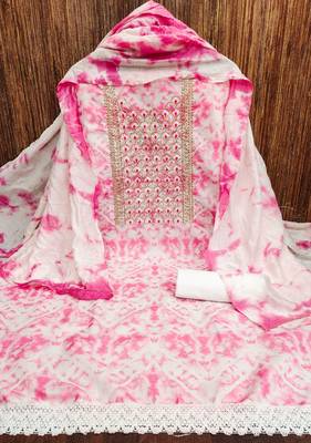 Women's pink embroidered dress material 1