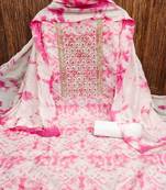 Women's pink embroidered dress material