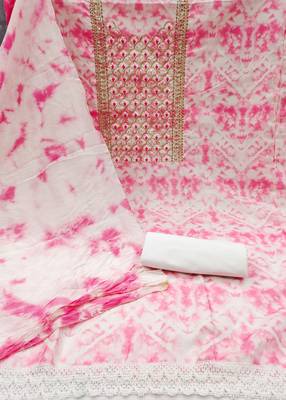 Women's pink embroidered dress material 3