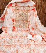 Women's orange embroidered dress material