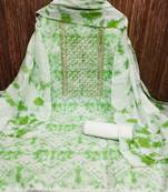 Women's green embroidered dress material