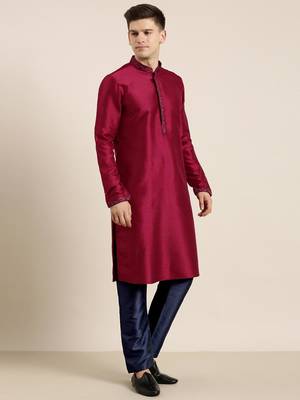 Black pashmina embroidered jacket with maroon kurta set 4