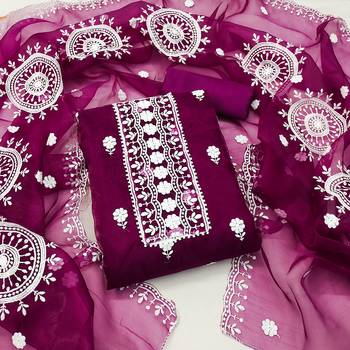 Women's purple embroidered dress material 1