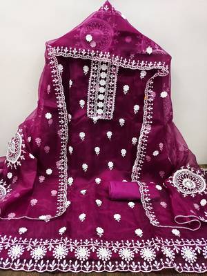 Women's purple embroidered dress material 2