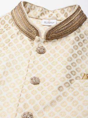 Cream gold jacket with cream kurta 2