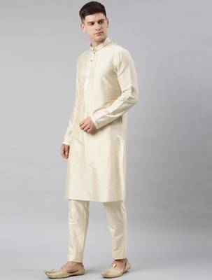 Cream gold jacket with cream kurta 3