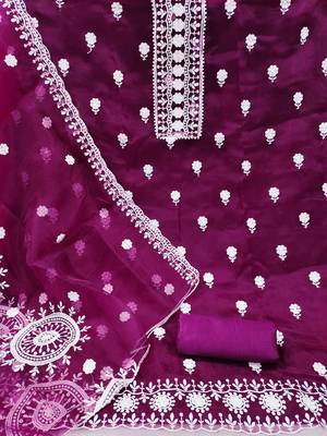 Women's purple embroidered dress material 3