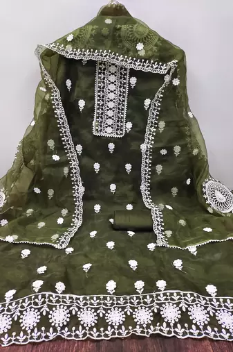 Mehendi embroidered dress material