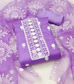 Women's lavender embroidered dress material
