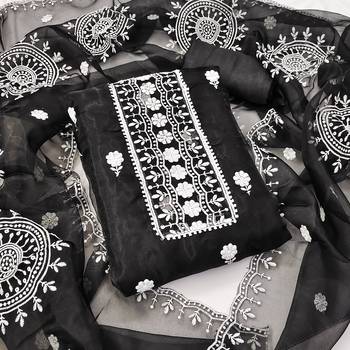 Women's black embroidered dress material 1