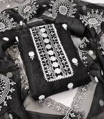 Women's black embroidered dress material