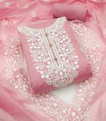 Women's pink embroidered dress material