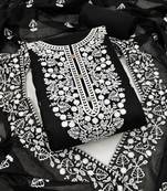 Women's black embroidered dress material
