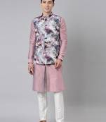 Pink print jacket with  open kurta