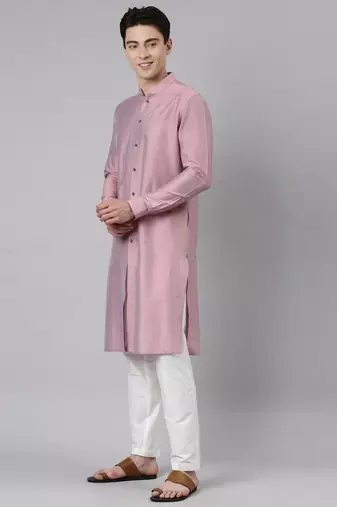 Pink print jacket with  open kurta